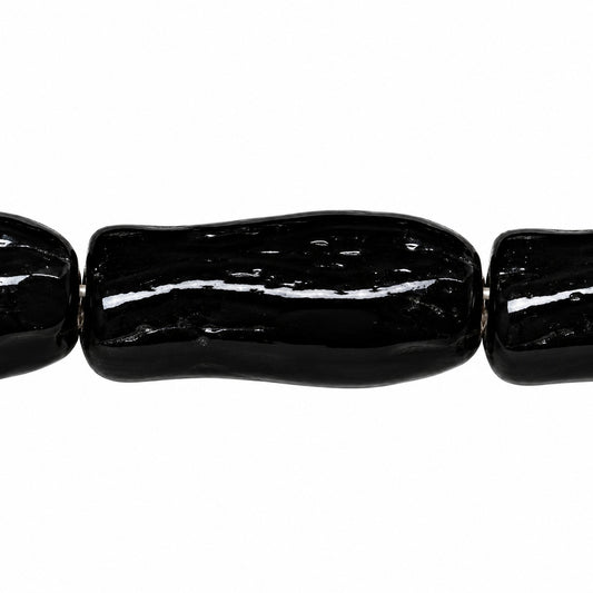 Simple Fish Pressed Beads, Black (23980), Glass, Czech Republic