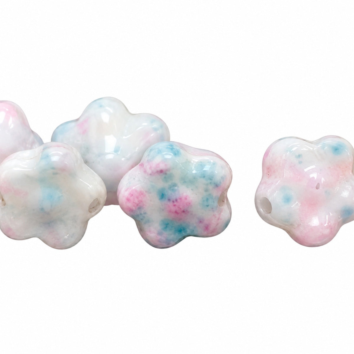 Forget Me Not Beads, White 48513 (02010-48513), Glass, Czech Republic