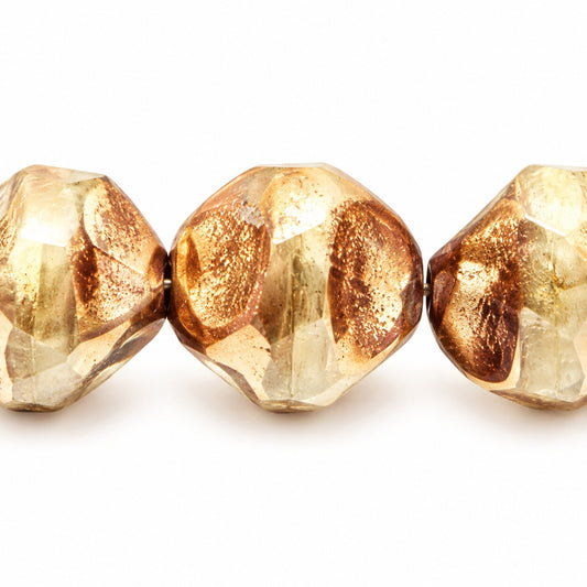 Special Cut Faceted Fire Polished Beads. Smashed, X3155 Bronze (x3155-14415), Glass, Czech Republic