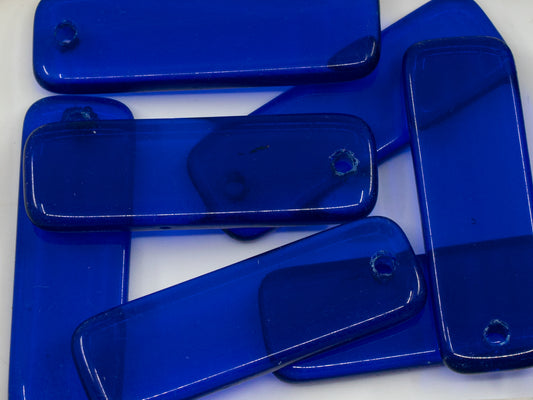 OUTLET 10g Rectangle Pendant Beads, 30 x 10 mm, Transparent Blue (30080), Glass, Czechia