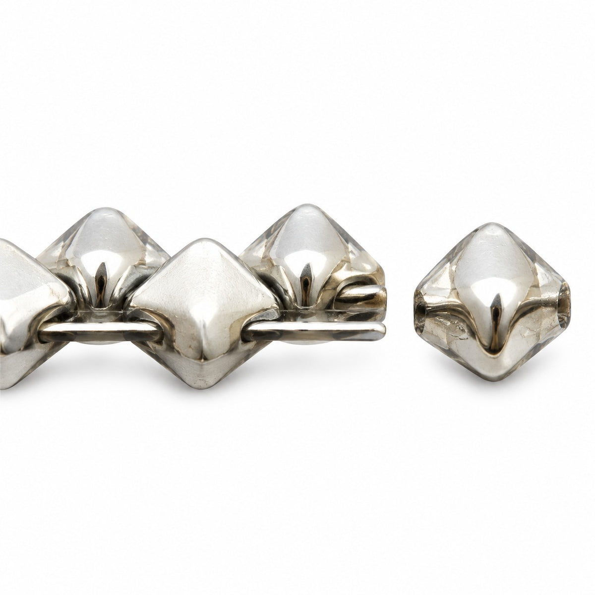 Silky 2-Hole Square Beads, Chalk White Crystal Silver Half Coating (03000-27001), Glass, Czech Republic