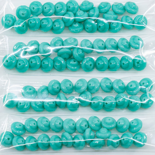 OUTLET 10 grams Faceted Fire Polished Beads Special Cut, 6 x 8 mm, Turquise (63120), Glass, Czech Republic