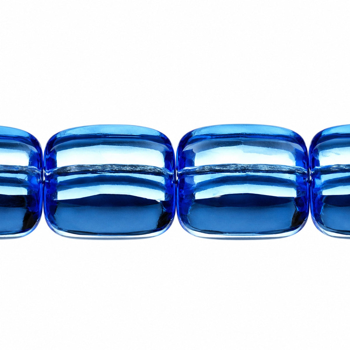 Sqaure Faceted Fire Polished Beads Special Cut, Transparent Blue (30010), Glass, Czech Republic