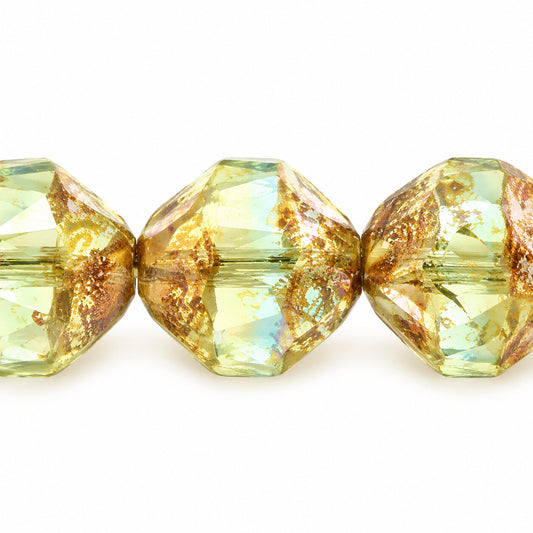 Special Cut Faceted Fire Polished Beads. Smashed, T1031 Picasso (t1031-43400), Glass, Czech Republic
