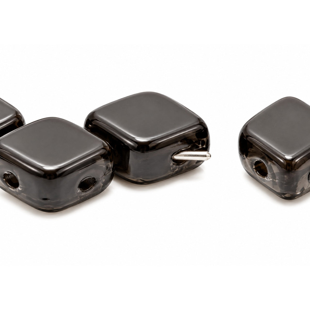 Silkt 2-Hole Beads, Black (23980), Glass, Czech Republic