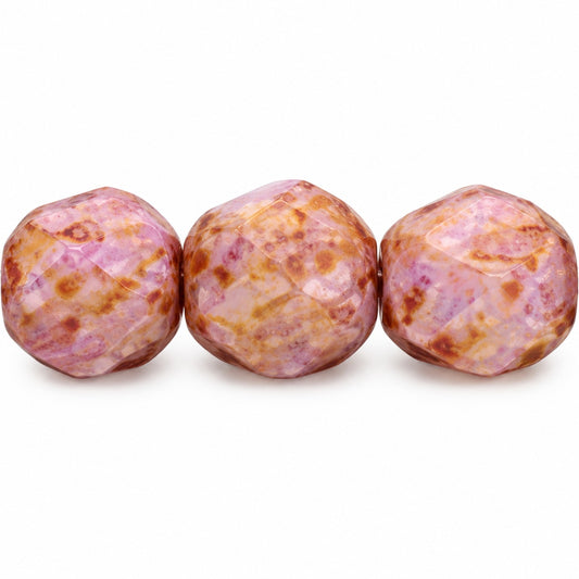 Shutter Cut Faceted Fire Polish Beads, White 86120 (02010-86120), Glass, Czech Republic
