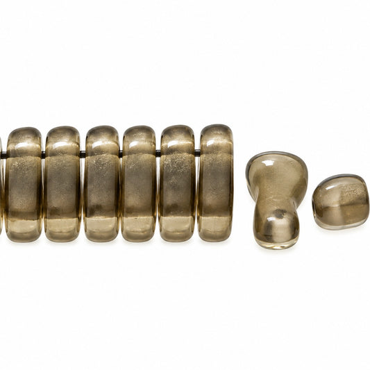 2-Hole Pressed Beads, Transparent Gray Matte (40030-84110), Glass, Czech Republic