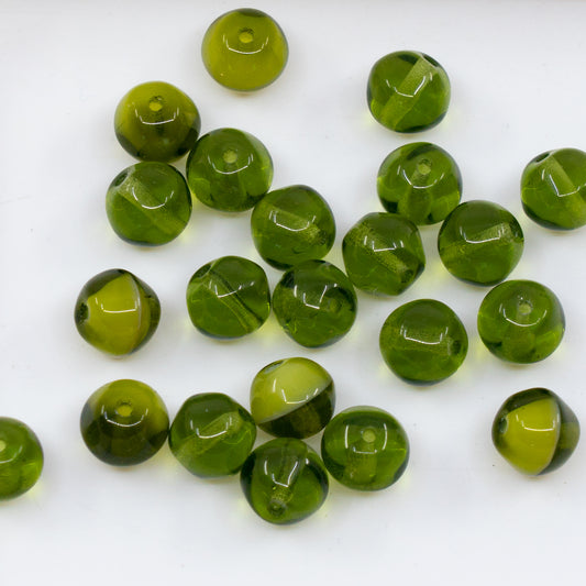 OUTLET 10 grams English Cut Beads Rounded, 6 x 6 mm, Transparent Green (50250), Glass, Czech Republic