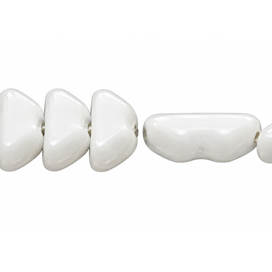 3-Hole Pressed Beads, Chalk White (3000), Glass, Czech Republic
