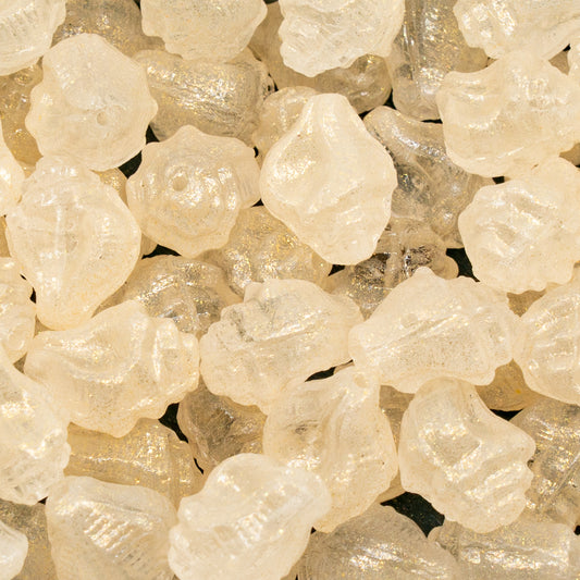 アウトレット 250g/50g ミュレックスシェルビーズ、15 x 12 mm、クリスタルベージュフローズン (00030-541014)、ガラス、チェコ共和国