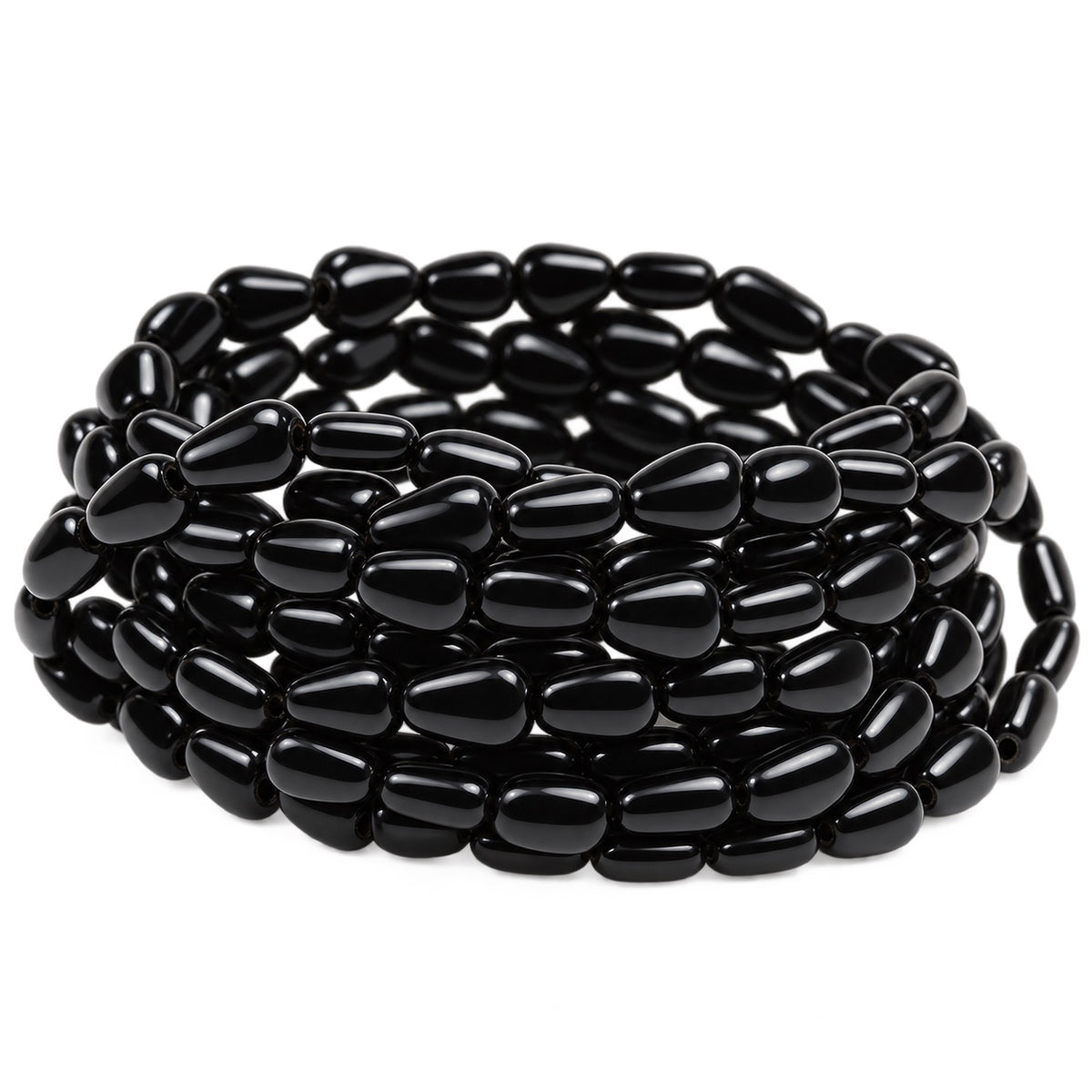 Flat Drop Beads, Black (23980), Glass, Czech Republic