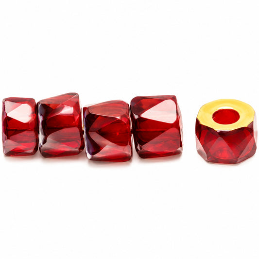 Faceted Oval Beads Special Cut, Transparent Red Prismatic Phoenix (90100-27104), Glass, Czech Republic
