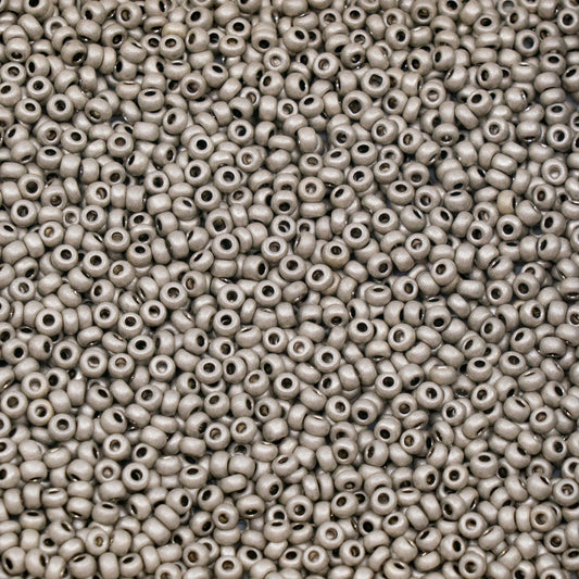 OUTLET 10 grams Preciosa Ornela Seed Beads, Round Hole, Loose, Mat, 10/0, grey metallic dyed crystal (18542), Glass, Czech Republic