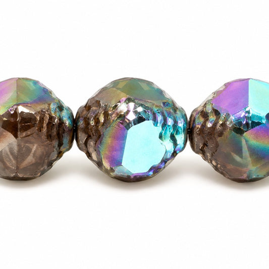 Wasp Special Cut Faceted Fire Polished Beads, X1028 Ab (x1028-28701), Glass, Czech Republic