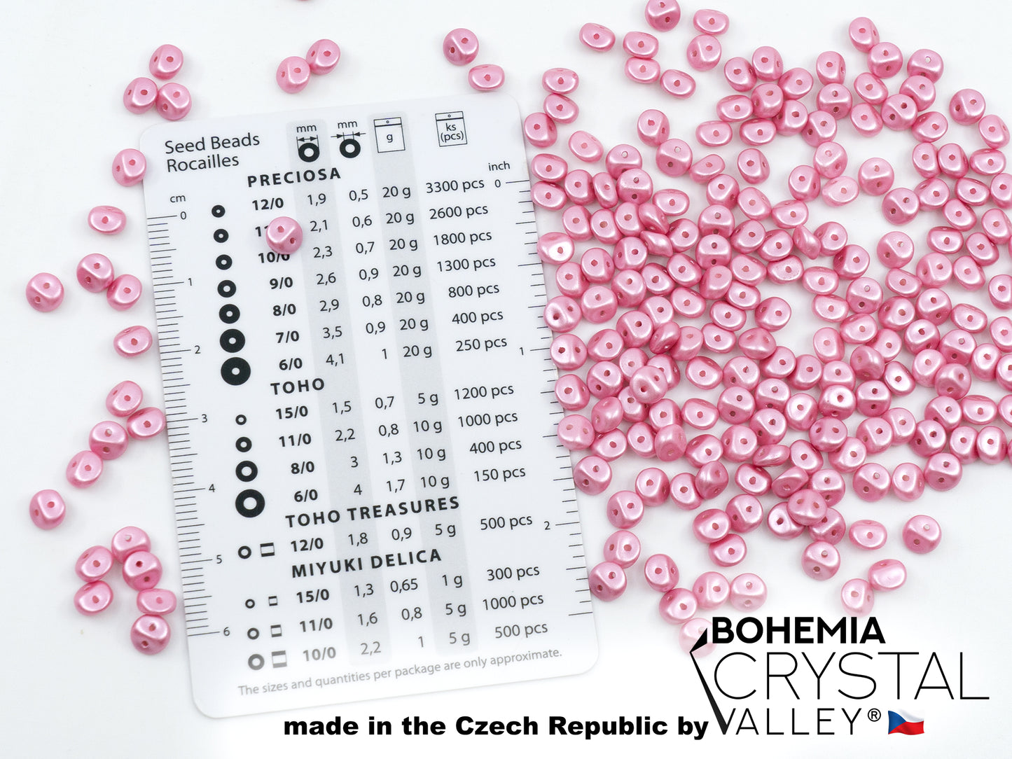 Es-o 2-hole round beads (like SuperDuo) Pastel Pink (25008), Glass, Czech Republic