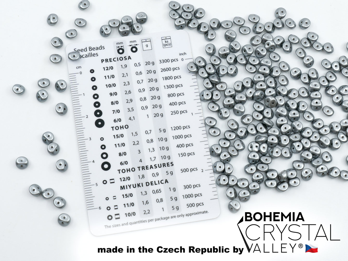 Es-o 2-hole round beads (like SuperDuo) Pastel Silver Gray (25028), Glass, Czech Republic