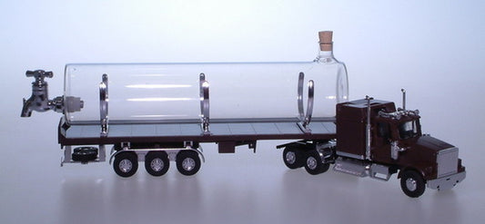 Tank Truck - plastic car with empty glass bottle, Glass, Czech Republic