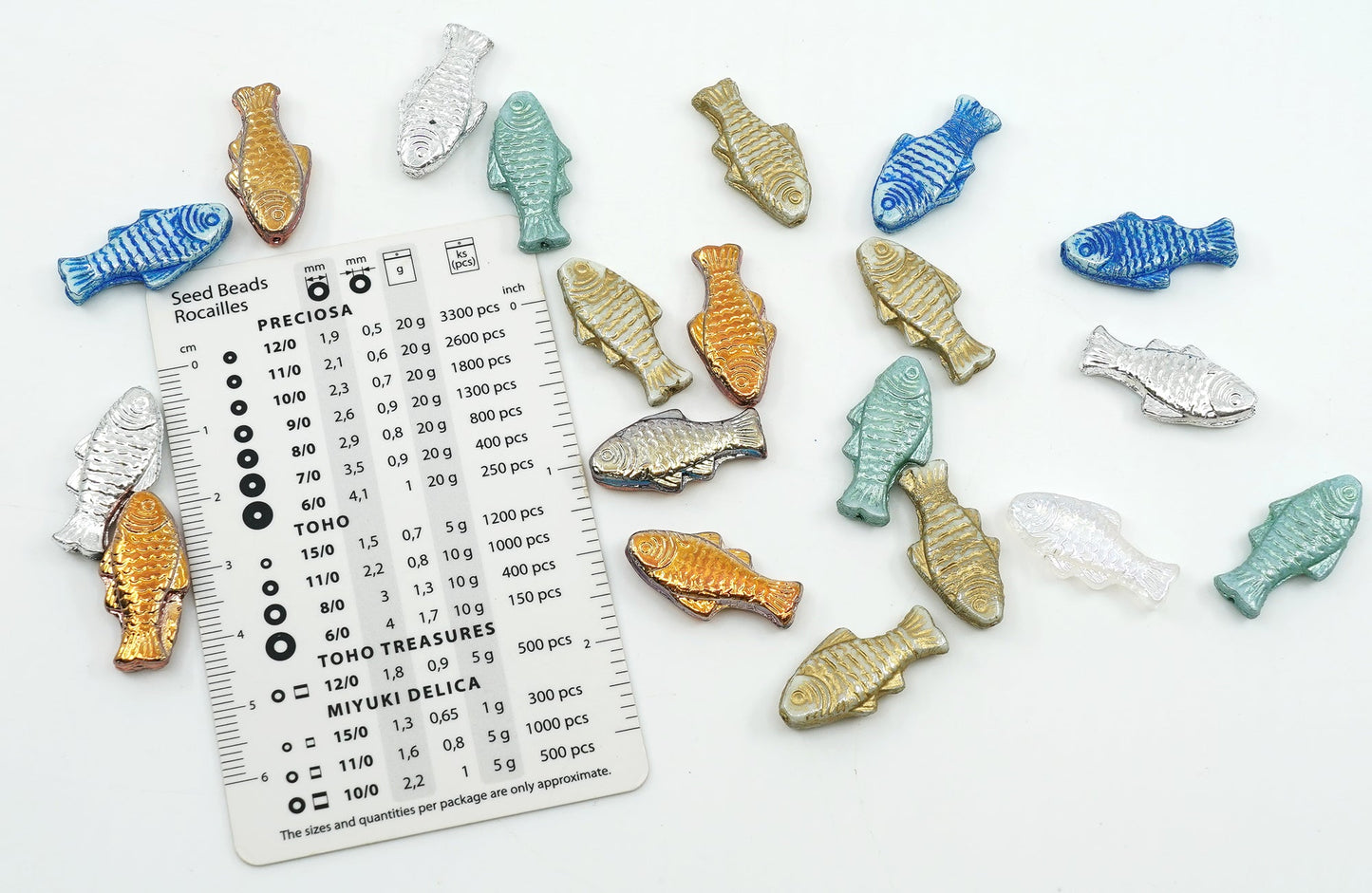 Big Fish Bead Mix, 24 x 12mm - Color Mix Blue Gold Shade