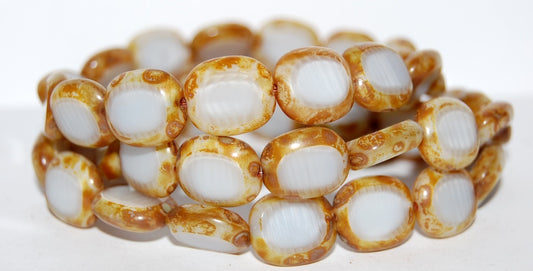 Table Cut Round Candy Beads, 46006 Travertin (46006-86800), Glass, Czech Republic