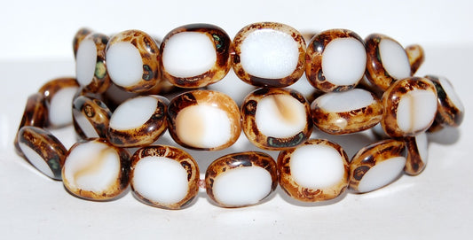 Table Cut Round Candy Beads, Dark Beige Travertin (07193-86800), Glass, Czech Republic