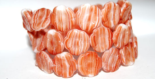 奥特莱斯 10克圆形扁平花压制玻璃珠，18 x 18毫米，绿紫色（95000），玻璃，捷克共和国