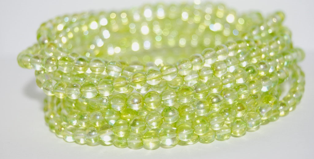 OUTLET 10 grams Round Druck Beads, 5 x 5 mm, Crystal Glossy Yellow (00030-48126), Glass, Czech Republic