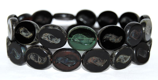 OUTLET 10 grams Table Cut Oval Beads With Tilda, Mixed Colors Travertin (mix-86800), Glass, Czech Republic