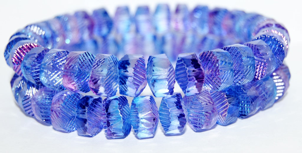 OUTLET 10 grams Pressed Beads, 14 x 9 mm, Crystal Blue Purple AB (00030-48102), Glass, Czech Republic