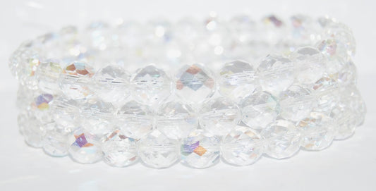 Fire Polished Round Faceted Beads, Crystal Ab (00030-AB), Glass, Czech Republic ~ STRANDED