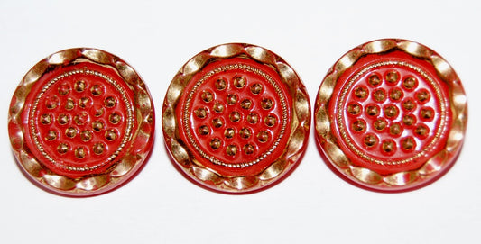 Czech Glass Hand Made Button Knob, Red Gold (red gold), Glass, Czech Republic