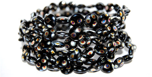 Flat Round Coin Pressed Glass Beads, Black 27888 (23980-27888), Glass, Czech Republic