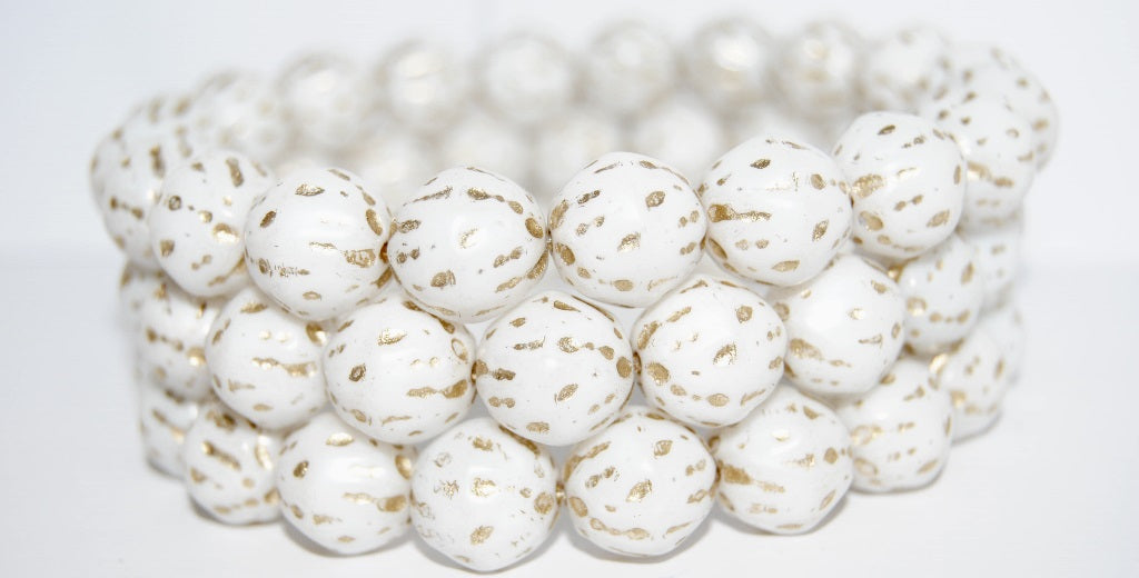 Round Pressed Glass Beads Orange Fruit, White Gold Lined (02010-54202), Glass, Czech Republic