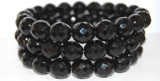 Fire Polished Round Faceted Beads, Black (23980), Glass, Czech Republic