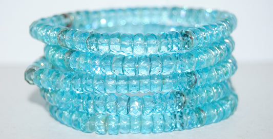 Cut Fire Polished Faceted Glass Beads, Transparent Aqua (60020), Glass, Czech Republic