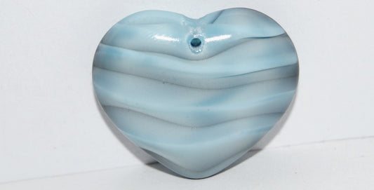 OUTLET 10 grams Heart Beads, 29 x 24 mm, Blue Black (26607), Glass, Czech Republic