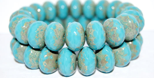 多面特殊切割圆珠，火抛光，蓝色毕加索 (63900-43400)，玻璃，捷克共和国 ~ STRANDED