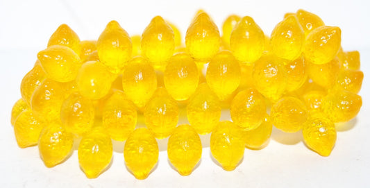 OUTLET 10克柠檬珠，10 x 14毫米，透明黄色 (80010)，玻璃，捷克共和国