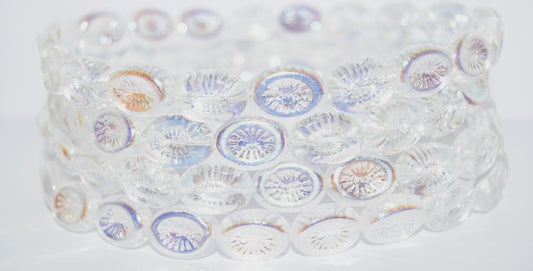 奥特莱斯 10克椭圆形猕猴桃压制玻璃珠，14 x 11毫米，Crystal Ab (00030-28701)，玻璃，捷克共和国