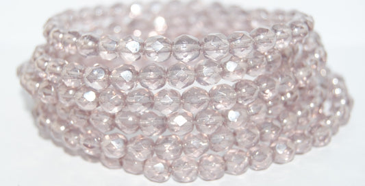 火抛光圆形刻面珠，透明浅紫水晶赤铁矿（20010-14400），玻璃，捷克共和国