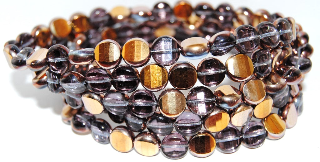 OUTLET 10  grams Faceted Shaped Beads, 10 x 5 mm, Transparent Light Amethyst Rose Gold Capri (20020-27101), Glass, Czech Republic