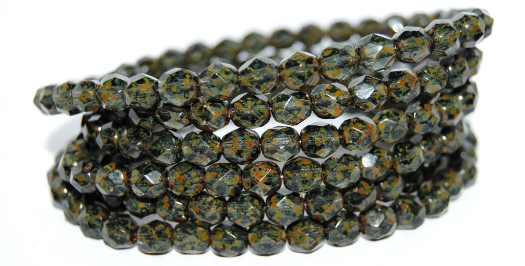 火抛光圆形刻面珠子，透明深蓝色洞石（30320-86800），玻璃，捷克共和国 ~ 串珠