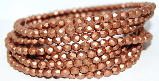 ファイアポリッシュラウンドファセットビーズ、2301740 (2301740)、ガラス、チェコ共和国