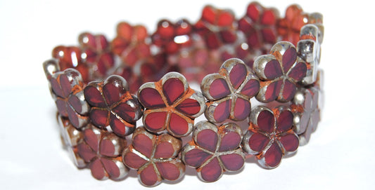 OUTLET 10 grams Table Cut Flower Beads, 17 x 17 mm, Opal Pink Picasso (71010B-43400), Glass, Czech Republic