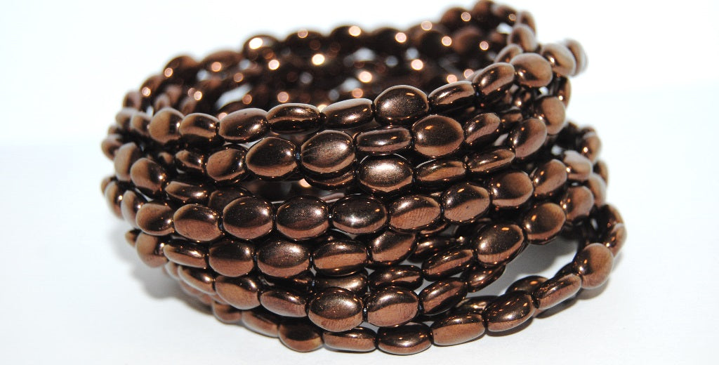 Flat Oval Pressed Glass Beads, Black Bronze (23980-14415), Glass, Czech Republic