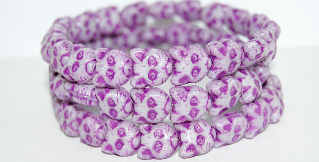 奥特莱斯 10克猫头口套压制玻璃珠，13 x 12毫米，丝绸薰衣草紫色内衬 (24010-46420)，玻璃，捷克共和国