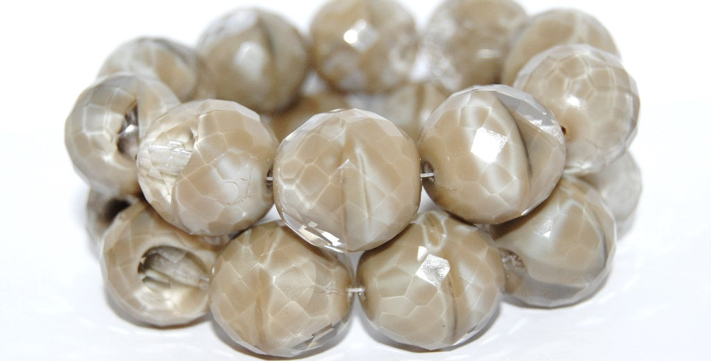 Fire Polished Round Faceted Beads, Silky Beige (17001B), Glass, Czech Republic