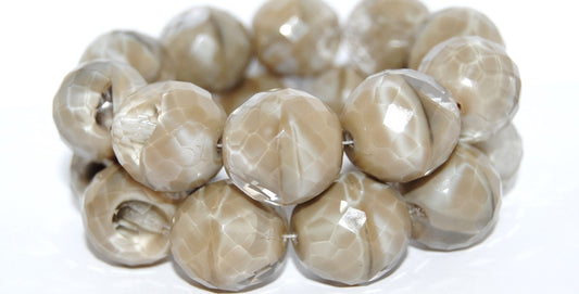 Fire Polished Round Faceted Beads, Silky Beige (17001B), Glass, Czech Republic