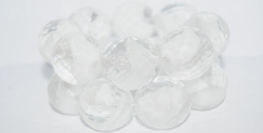 Fire Polished Round Faceted Beads, Mix Crystal White (06008), Glass, Czech Republic