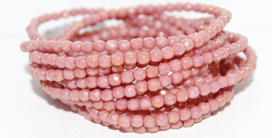 Fire Polished Round Faceted Beads, White Luster Red Full Coated (02010-14495), Glass, Czech Republic ~ STRANDED