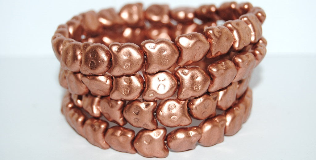 猫の頭の口輪、プレスガラスビーズ、ライトヴィンテージコッパー（01770）、ガラス、チェコ共和国